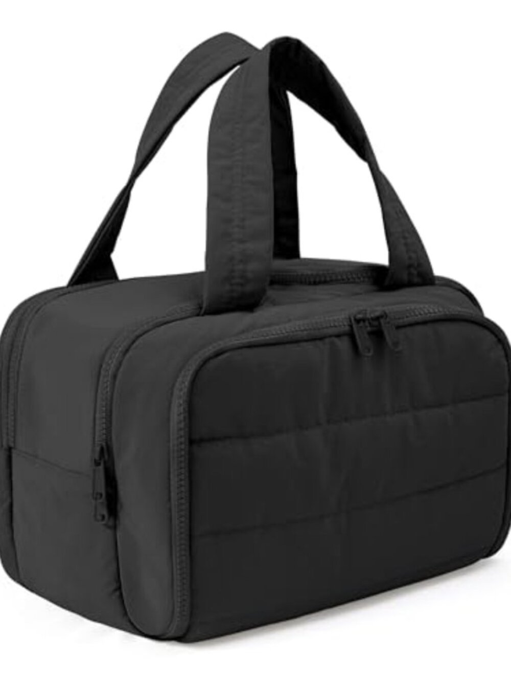 Wide-Open Puffy Travel Toiletry Bag with Wet-Dry Separation and Carry Handle